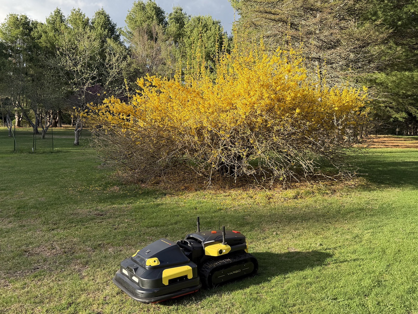 Yarbo robotic mower in action on a Catskills property in Sullivan County NY